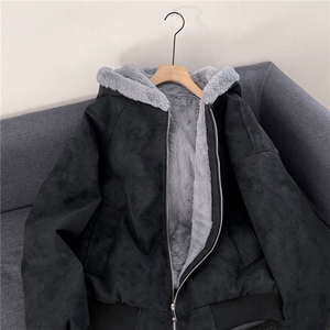 座山雕连帽棉服男冬季加绒加厚连帽皮衣棉衣美式外套M318-P108图片