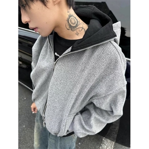 潮流原创外套卫衣男新款纯色秋冬常规潮休闲连帽套头 W9345图片