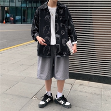 港风休闲情侣大码短袖衬衫男潮帅气七分袖防晒衣汉服QCS797P45控，男装衬衫，星座227-7