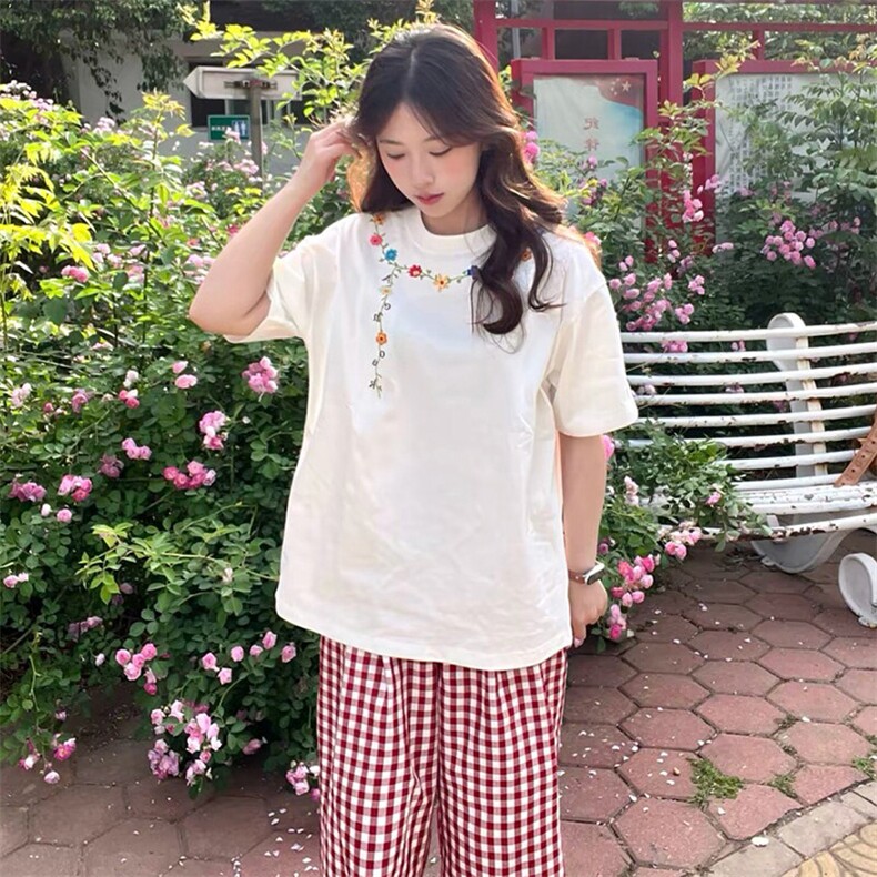 万针全刺绣工艺抖音得物高品质260克重磅纯棉双纱美式高街短袖T恤图片