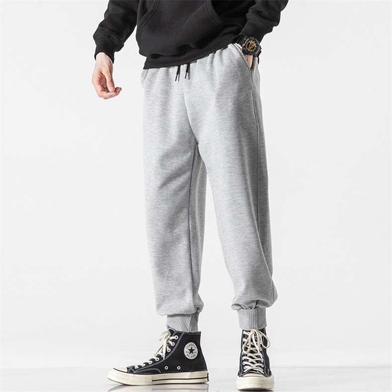 K12045-P40加绒P50束脚纯棉运动裤男士休闲裤大码宽松卫裤男,男装休闲裤,电商A040A