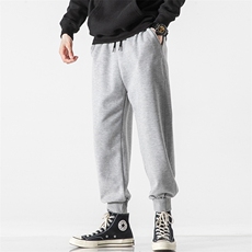 K12045-P40加绒P50束脚纯棉运动裤男士休闲裤大码宽松卫裤男，男装休闲裤，电商A040A