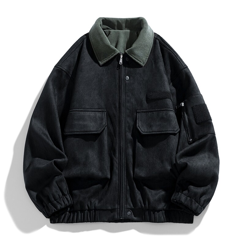 春季宽松复古灯芯绒领麂皮绒工装夹克多口袋外套XZ309JK8656P78,男装夹克,星座309（原A406）