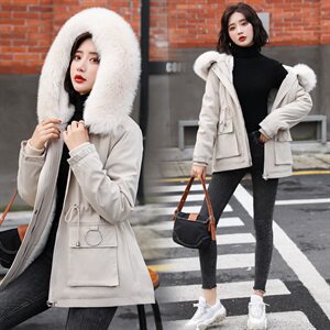 大毛领棉服女中长款棉衣外套2020冬季新款韩版连帽加厚棉袄毛领潮图片