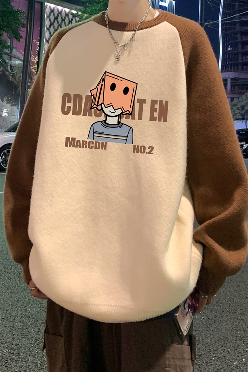 港风23新款冬季时尚百搭圆领字母印花毛衣M61007P65控88,男装针织衫/毛衣,电商A268A