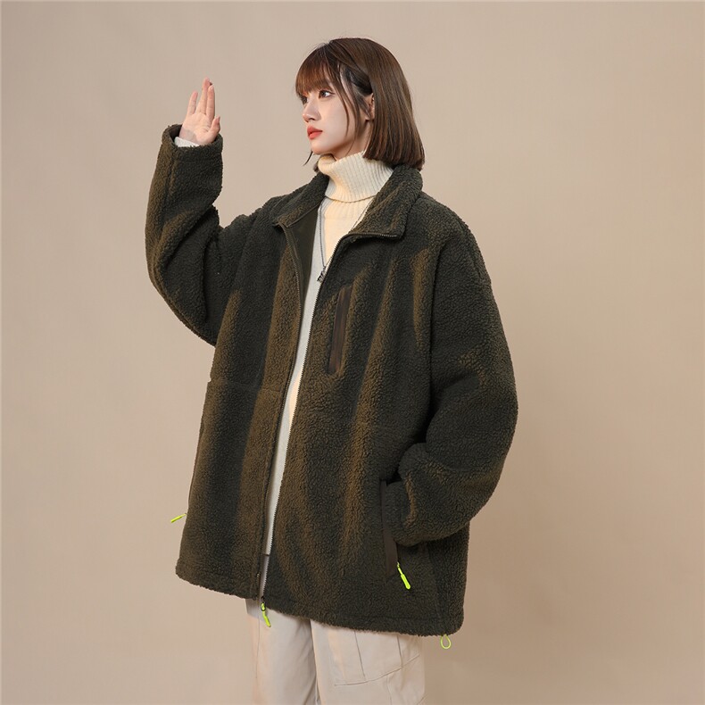 2025冬季简约撞色拉链口袋羊羔毛外套棉服M2064特P80,男装棉衣,电商A148