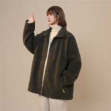 2025冬季简约撞色拉链口袋羊羔毛外套棉服M2064特P80，男装棉衣，电商A148