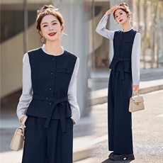 现货！bao款纯色马甲套装裤2026新款女秋季又A又飒韩剧穿搭三件套，女装套装/套裙，众宇琦