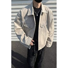 男士夹克外套春季2025新款高级感韩版潮斜纹辑明线工装W6438-P89，男装夹克，星座412-2