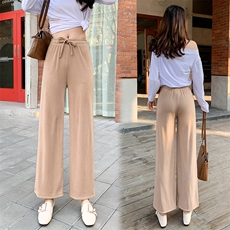 针织阔腿裤女垂感2021春季高腰显瘦宽松直筒坠感休闲拖地裤，女装连体裤，潮品会