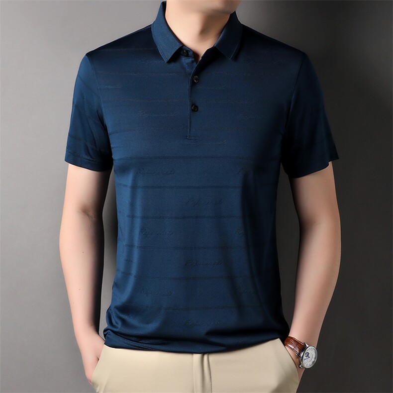 夏季商务休闲男士短袖polo衫中年男翻领T恤HP76218-P130图片