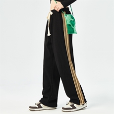 春秋季潮流运动宽松侧边条纹直筒长裤男女同款A305-DF034-P60，男装休闲裤，电商B306