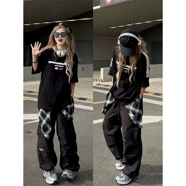 抖音得物供货240克宽松纯棉美式潮牌印花三杠半织带短袖T恤AT1603,男装T恤,电商A443