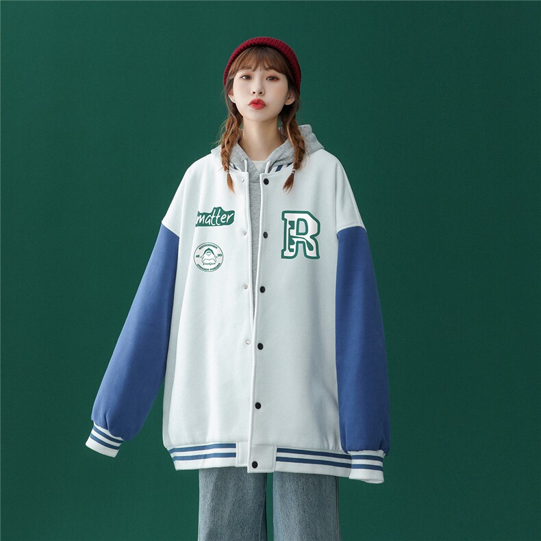2022秋季新款简约拼接美式复古棒球服外套夹克ins潮G113--P65控88,男装夹克,A247A