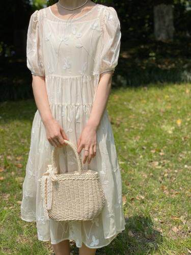 两件套连衣裙，面料绣花，女装连衣裙，Must Bloom绽放