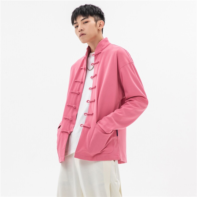 秋冬大码风针织加厚夹克外套立领盘扣情侣中性唐装JK20/P135，男装夹克，钱塘713