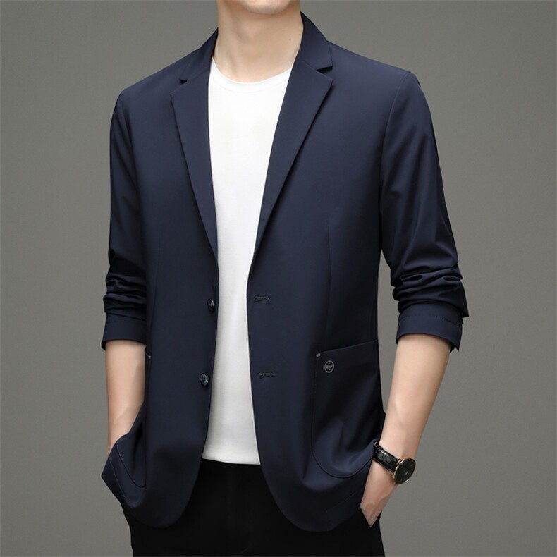 上衣2023年翻领口袋单排扣春季中老年长袖时尚西服SL16953,男装西服,钱塘6003（原4033）