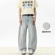 C315-WD912现货星空纹弯刀拼接软牛仔裤(P55X79)1，男装牛仔裤，电商C315