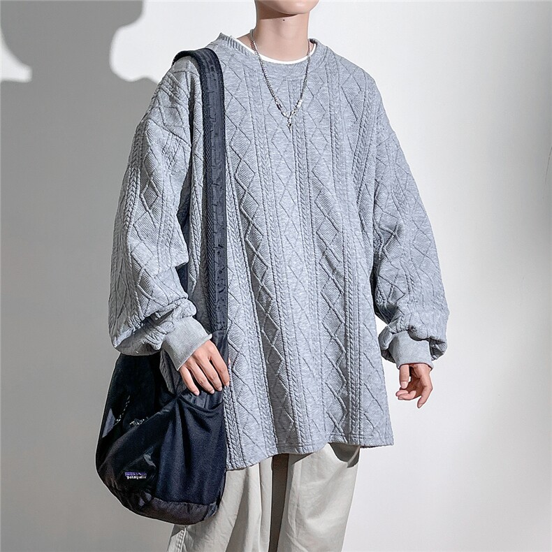 1立体菱形花纹大码M-5XL卫衣男聚酯纤维95%氨纶5%WY77052P38控58,男装卫衣,星座226-2