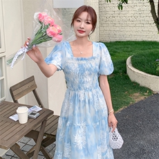 2025夏季新品韩系泡泡袖手工钉珠连衣裙2C256-9515-P145-K208，女装连衣裙，2C256