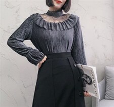 【现货】丝绒蕾丝拼接，其它，易霏金熙