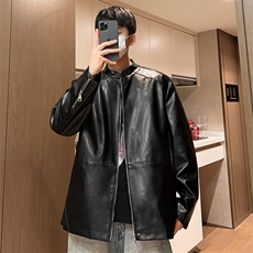 男士立领皮夹克男秋季宽松机床皮衣潮外套A266-PY005-P85控138，男装夹克，电商A266