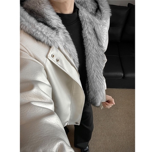 荔枝皮狼王座山雕棉服全毛连帽加厚夹克外套男H1172特P120