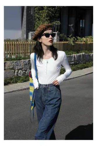 韩系高弹力打底长袖T恤，女装T恤，LMNC