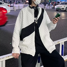 撞色立领拉链开衫针织外套男休闲长袖毛衣秋冬ins男装上衣薄外穿，男装针织衫/毛衣，星座1013