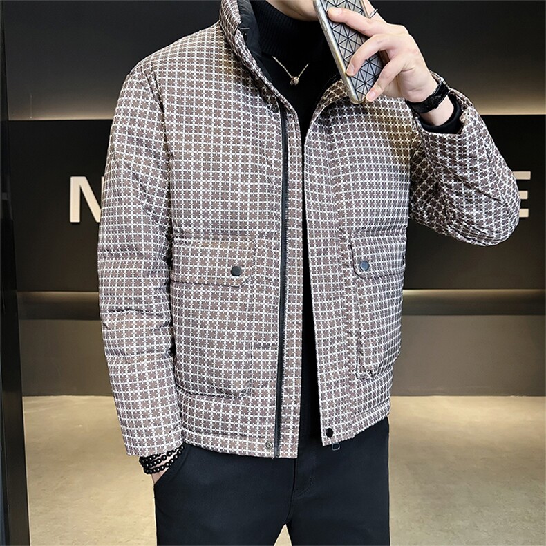 标50绒店主风2025新款男士格子立领羽绒服2507-P195(控券后288),男装羽绒服,电商B338