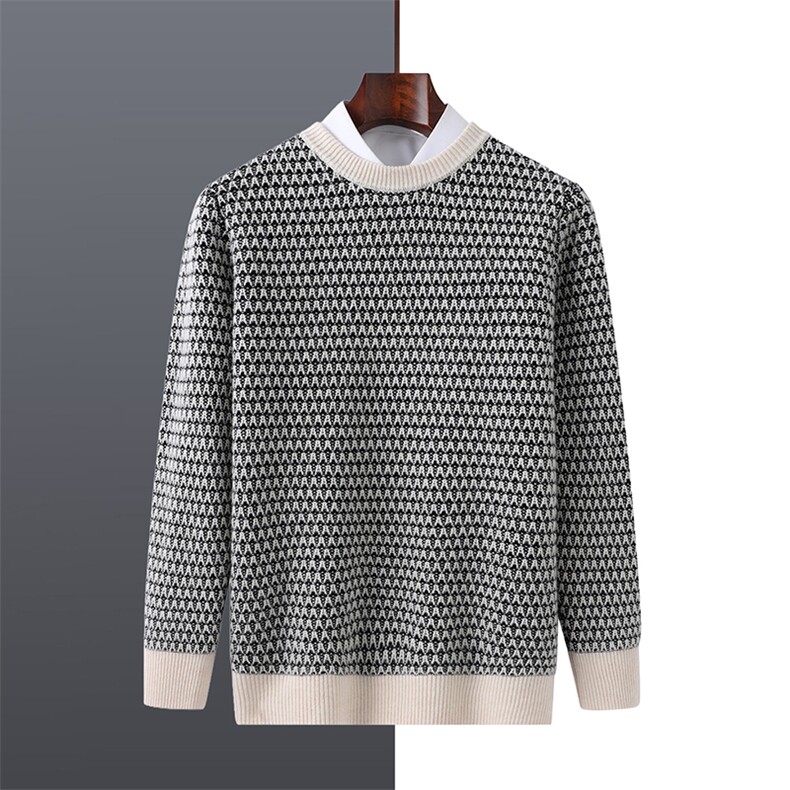 2025年秋季新款百搭男士圆领条纹长袖羊毛衫，男装羊毛衫，牧绒家园高端店