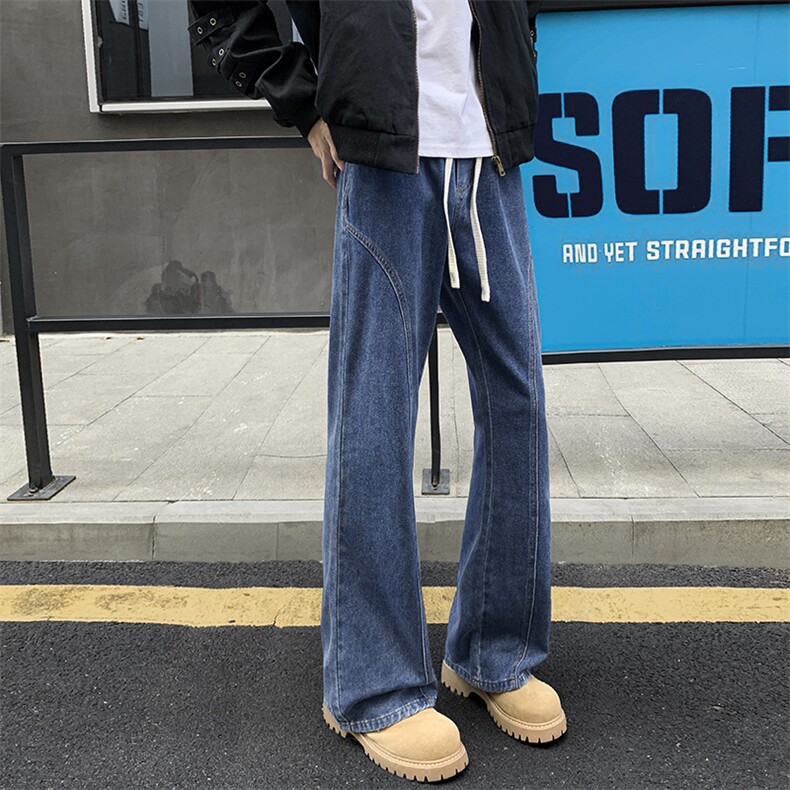 2026春季斜切微喇牛仔裤男美式高街vibe弯刀裤子-A2289TP35,男装牛仔裤,电商B241