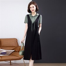 连衣裙韩版中腰时尚显瘦大方通勤2022年夏季，女装连衣裙，丽影随形