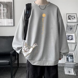 华夫格卫衣圆领卫衣男大码长袖t恤男外套 HW76013-P30加绒款-P40图片