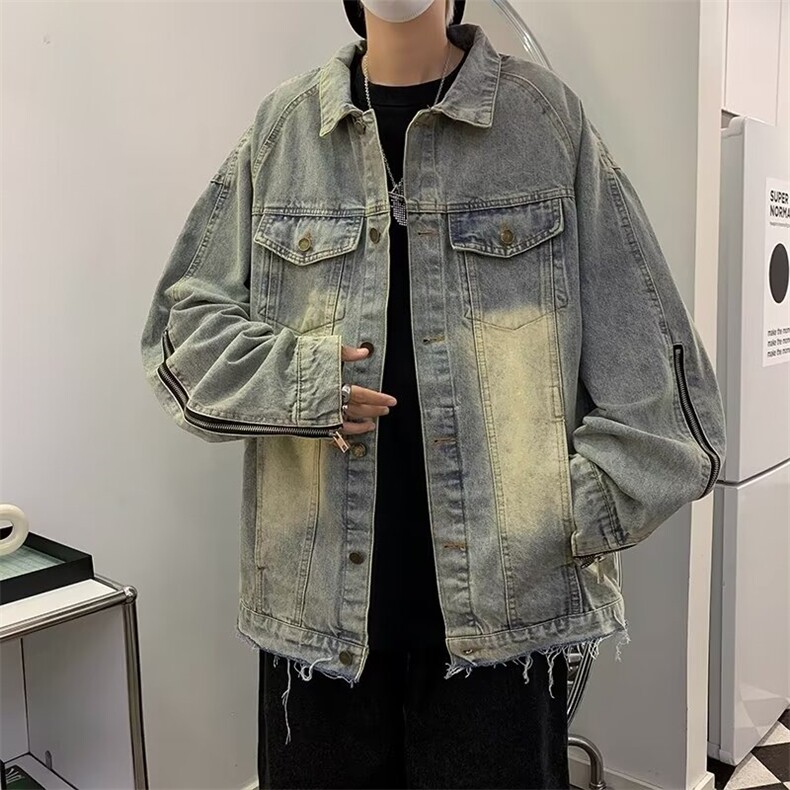 美式复古水洗牛仔夹克男2024春季潮牌宽松百搭休闲外套W8084-P63,男装夹克,星座512-4