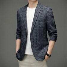 大码男士单西外套2023秋季新款商务中年西服宽松休闲印花小西装，男装西服，电商B212（原钱塘6029）