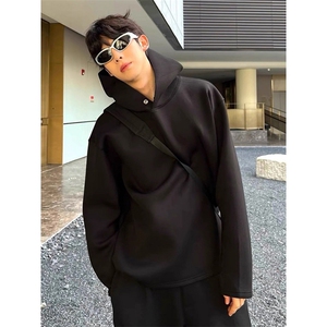 抖音得物品质 26春装美式高街重磅纯色一粒扣连帽卫衣外套W85图片