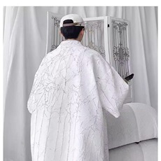 肌理感短袖衬衫男夏季薄外套青年男士半袖衬衣新中式港风裂纹压皱，男装T恤，星座506A
