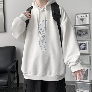 WY2147-P35 加绒款-P40 纯棉连帽卫衣男大码运动帽衫宽松薄外套男图片