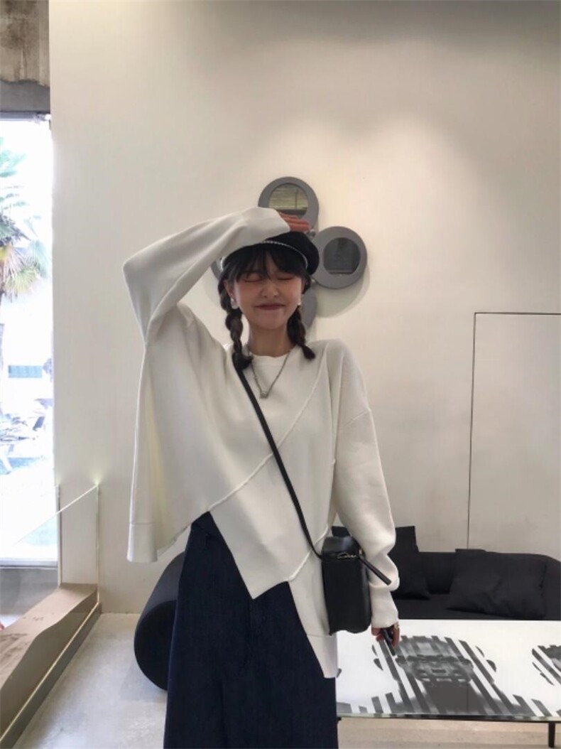 春季新款不规则下摆针织衫，女装，Queena PHoebe