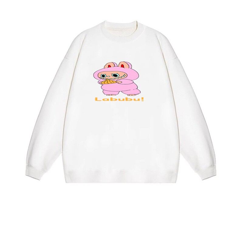 2025年秋季长袖套头通勤粉色拉布布，女装卫衣/绒衫，花可