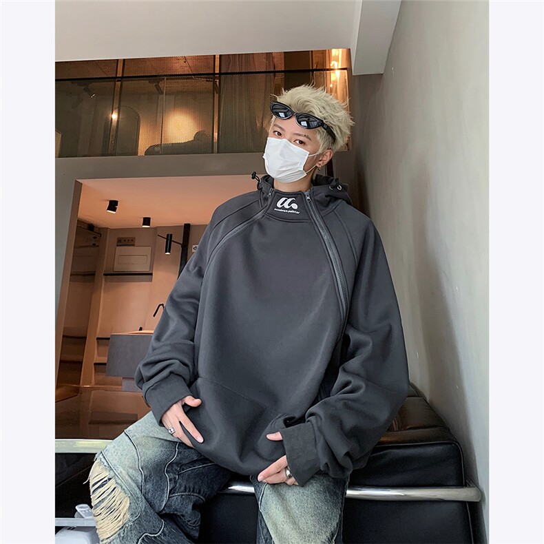 主推小众设计感美式潮流高街拉链款绣花连帽卫衣男秋季外套P68,男装卫衣,电商C306-1