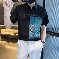 直播店主风夏百搭衬衫印花短袖宽松社会小伙A236-C07-P55，男装T恤，电商A236