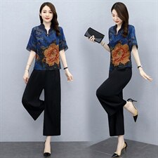 2021夏季新款简约优雅时尚气质复古文艺舒适两件套，女装套装/套裙，然然