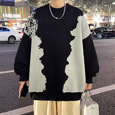 潮流新款针织毛衣女童多巴胺拼色圆领毛线衣男童秋冬装保暖外套，男装针织衫/毛衣，星座506A