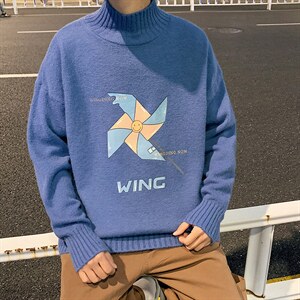 M18112-P45 半高领毛衣男士大码针织衫男毛线衣男线衫图片