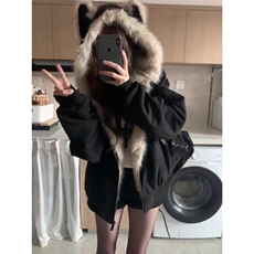 有货DM1082-特价90座山雕毛茸茸毛领棉服外套男女加绒，男装棉衣，星座603-2