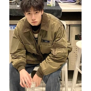 设计感拉链飞行员外套男装宽松高级机车服工装夹克棒球服 J678图片