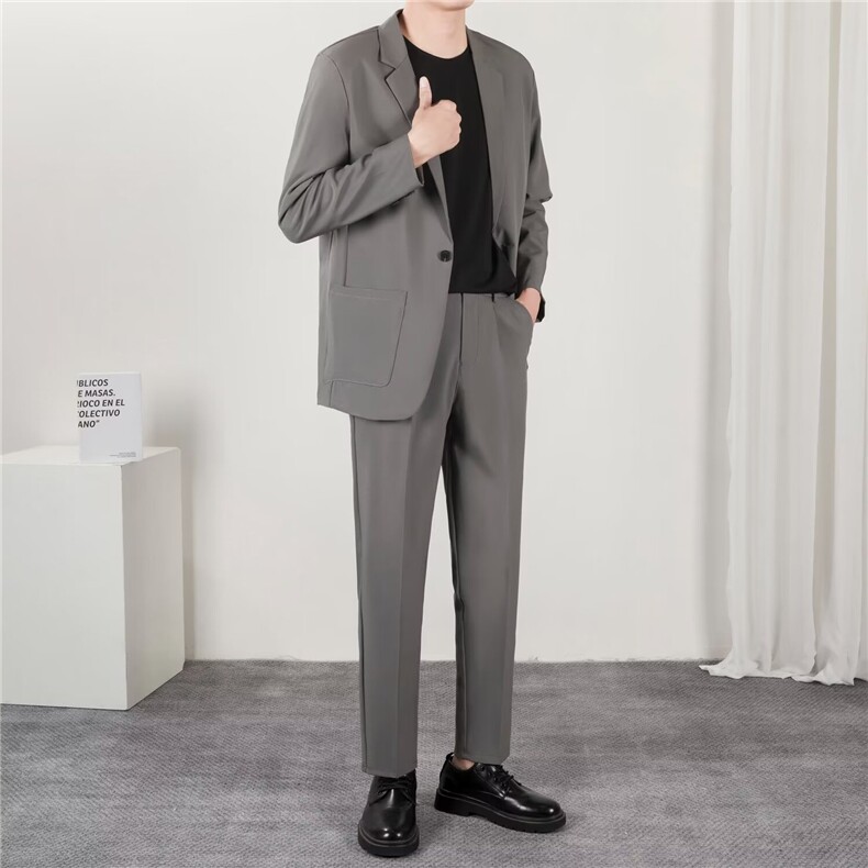 感休闲西服男宽松垂感外套春秋冬新款男士西装套装XK7370,男装西服,星座1116A-2（原606A-1）