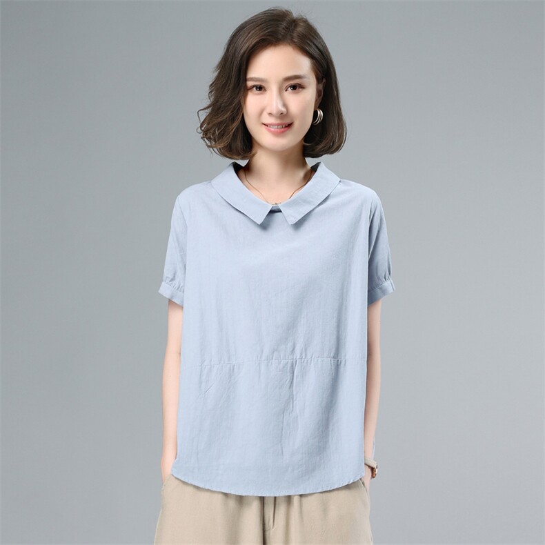 2021夏季新款简约时尚气质减龄翻领休闲舒适提花上衣,女装衬衫,奕阳依阁